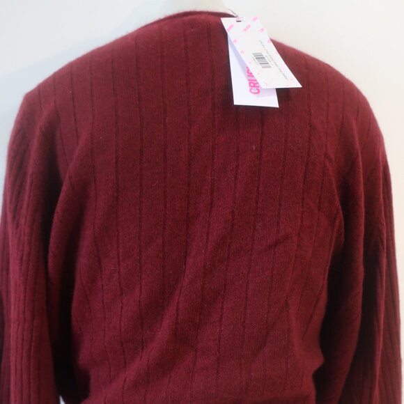 NWT Womens Crush Chica Maroon Pure Cashmere Ribbed Ballet Wrap Sweater 2 US/M - Picture 10 of 15